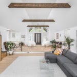 Symmetrical entryway to this remodeled modern home