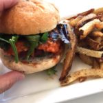 A veggie burger and side of fries