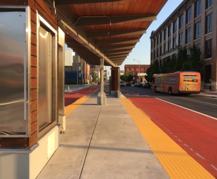 A new mass transit station ready for bus travel.