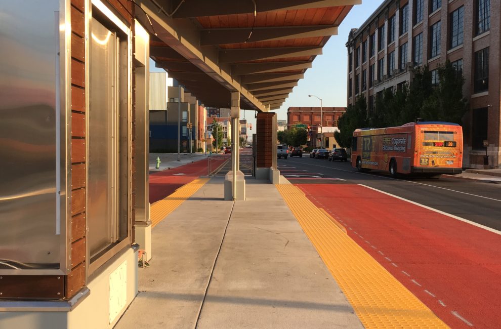 A new mass transit station ready for bus travel.