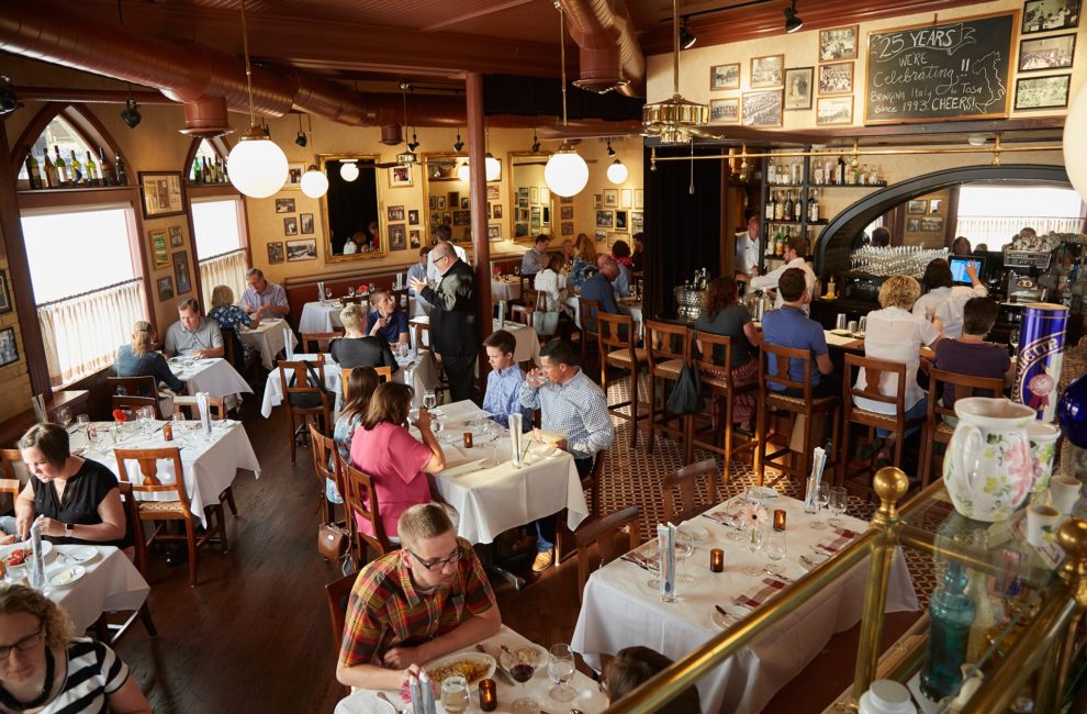 The interior of a crowded restaurant