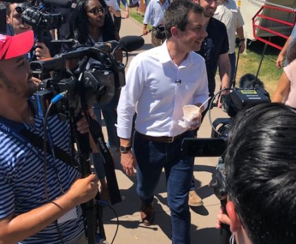 South Bend Mayor Pete Buttigieg campaigns at the Iowa State Fair.