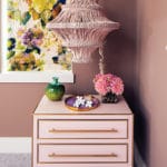 Pink nightstand in the lower level guest room