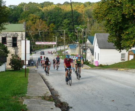 Bikers riding in the Hilly Hundred