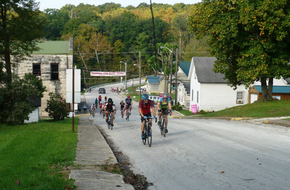 Bikers riding in the Hilly Hundred