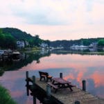 The Kalamazoo River at dusk.