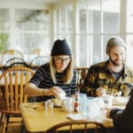 A group of three eats breakfast at the Southerner.