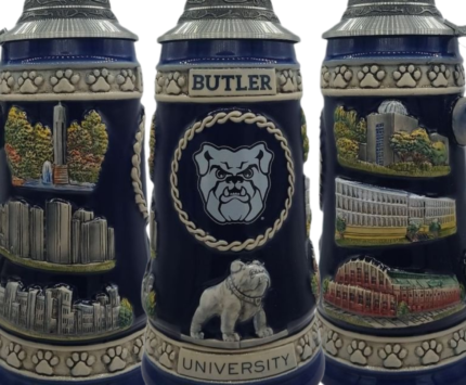 three sides of a detailed Butler themed stein class.