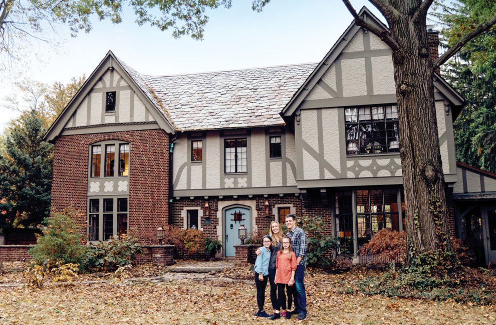 a family outside of their home