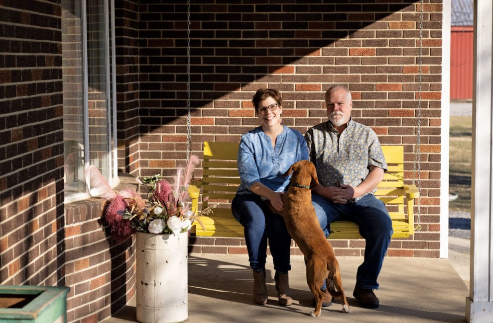 Hobnob Market owners Holly and Scott Snelling with their dog Boots