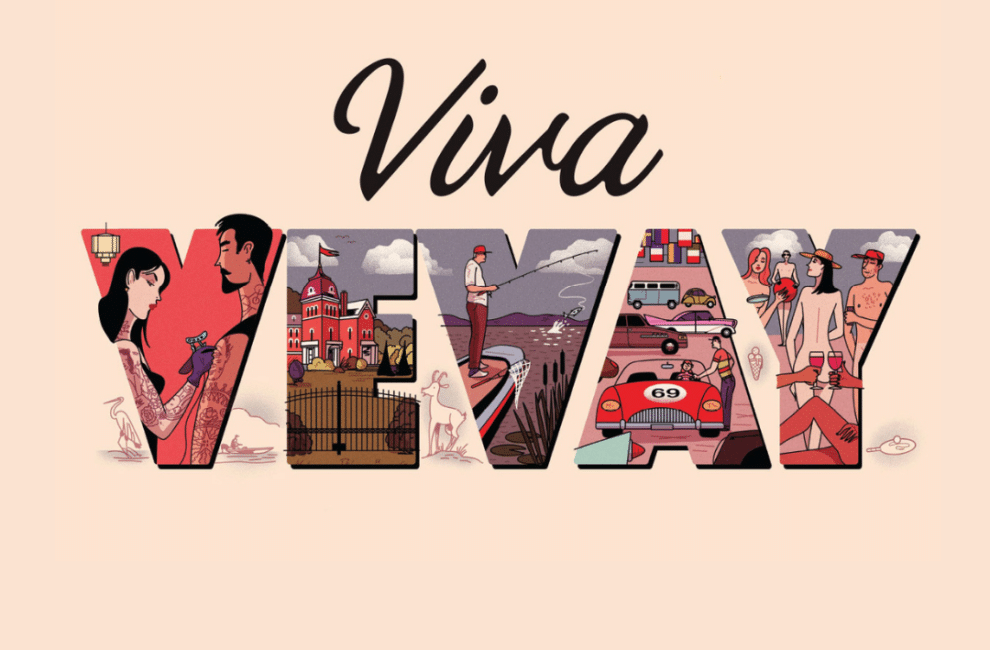 Vevay postcard illustration