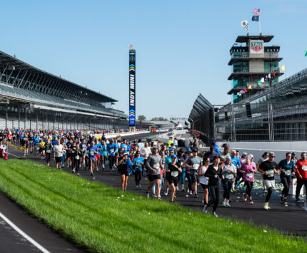 Indy Mini-Marathon racers at the Indianapolis Motor Speedway