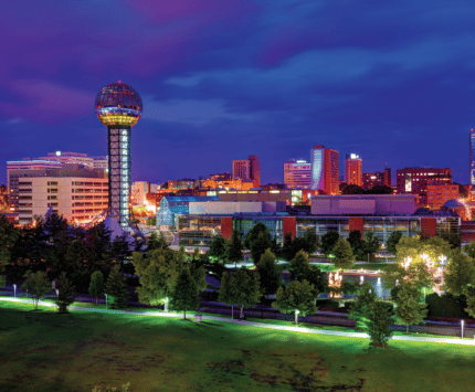 The Knoxville Sunsphere and skyline
